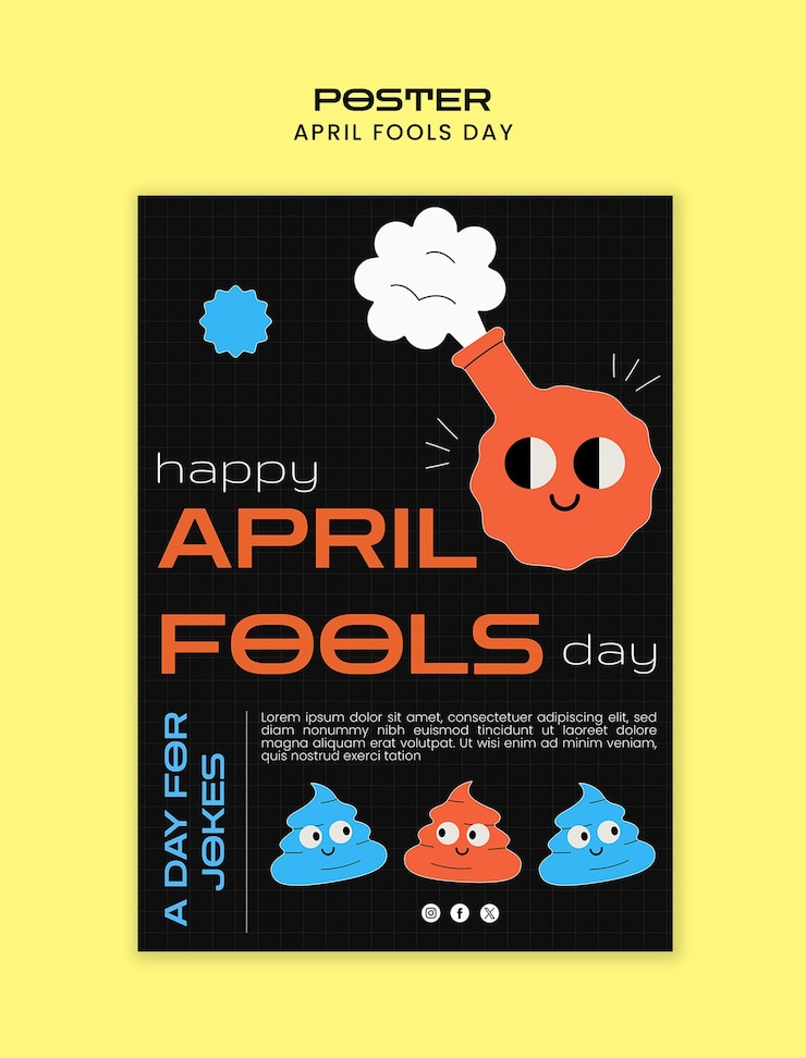 PSD Gratis templat poster perayaan april mop