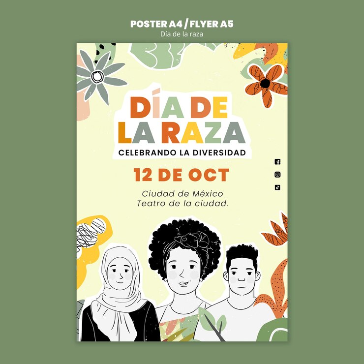 PSD Gratis templat poster perayaan dia de la raza