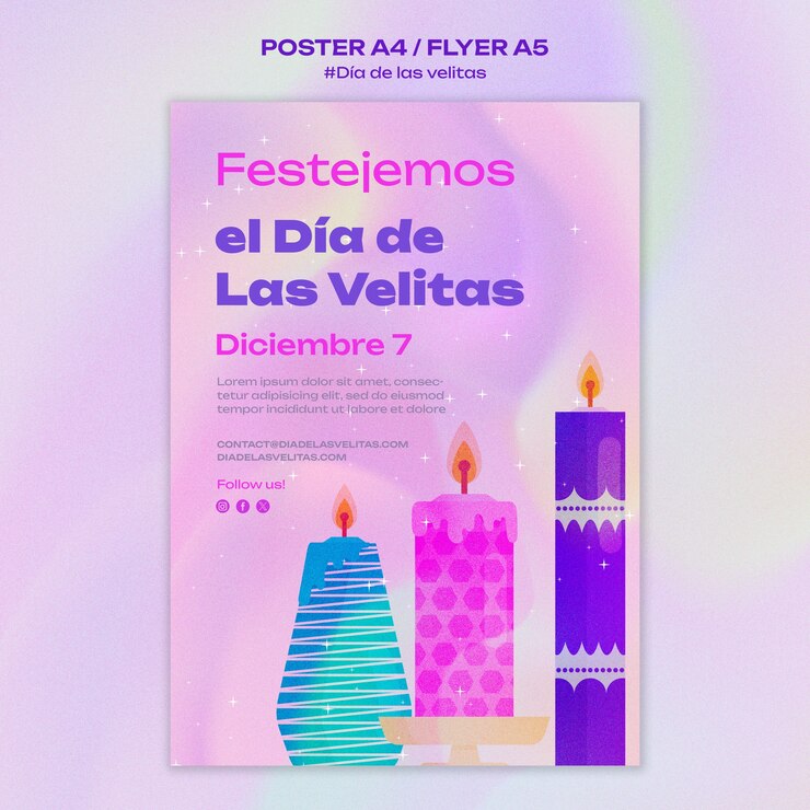 PSD Gratis templat poster perayaan dia de las velitas