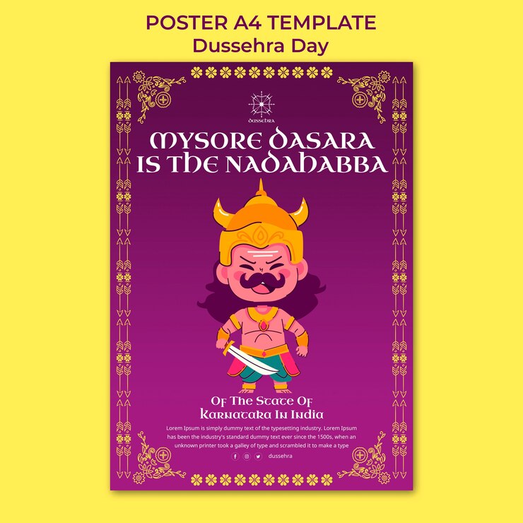 PSD Gratis templat poster perayaan dussehra