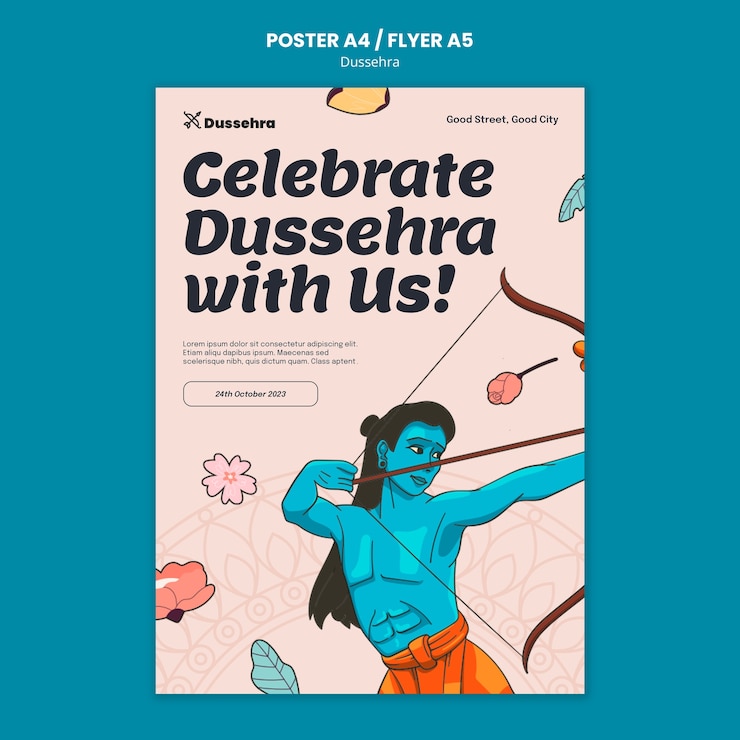 PSD Gratis templat poster perayaan dussehra