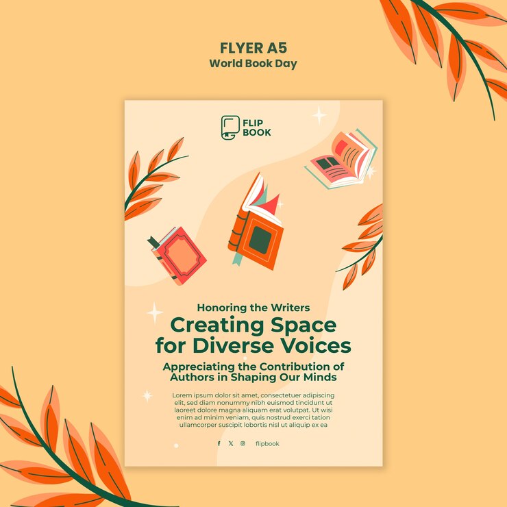 PSD Gratis templat poster perayaan hari buku sedunia