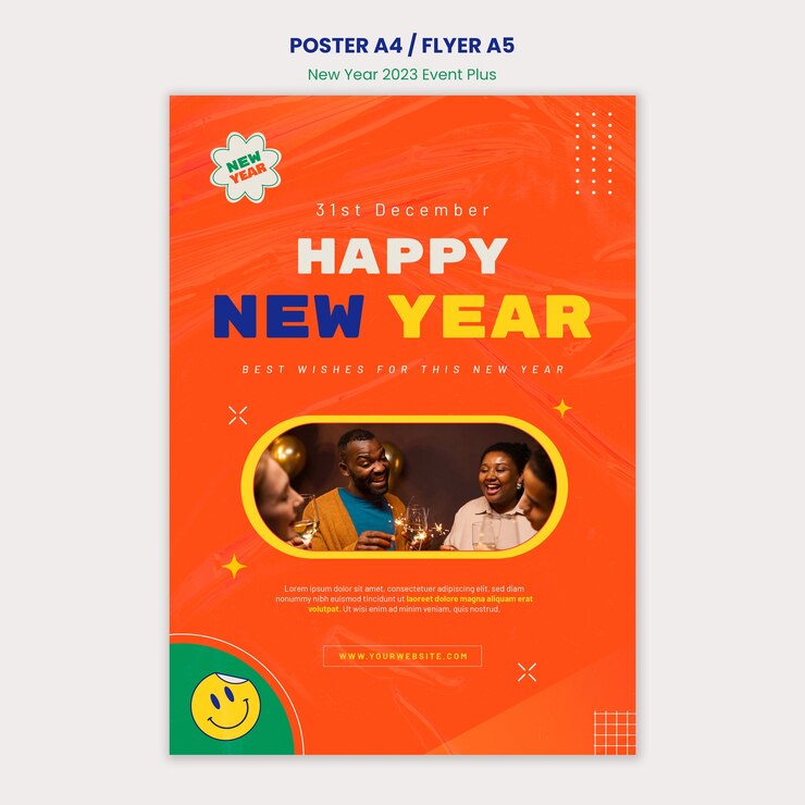 PSD Gratis templat poster perayaan tahun baru