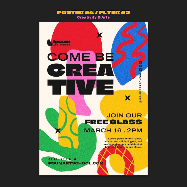 PSD Gratis templat poster seni dan kreativitas