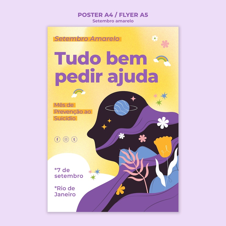 PSD Gratis templat poster setembro amarelo