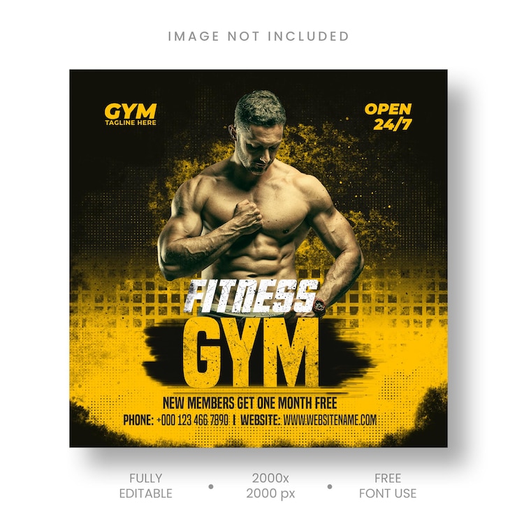 PSD Gratis templat postingan media sosial kebugaran gym