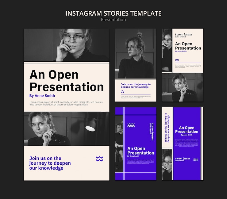 PSD Gratis templat presentasi cerita instagram desain datar