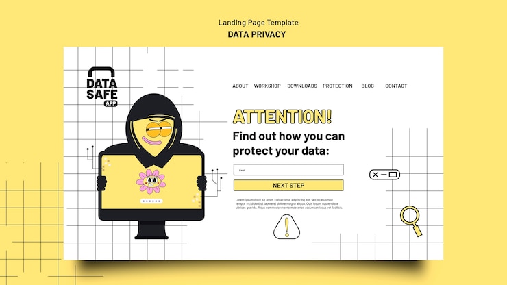 PSD Gratis templat privasi data desain datar