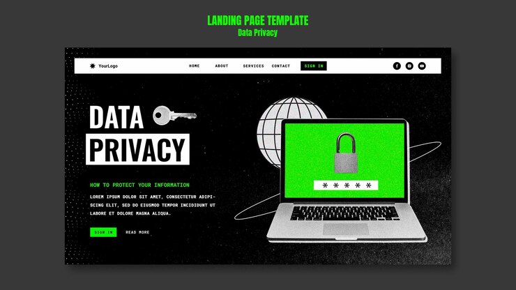 PSD Gratis templat privasi data desain datar
