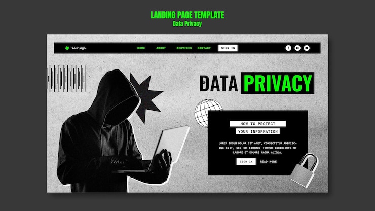 PSD Gratis templat privasi data desain datar