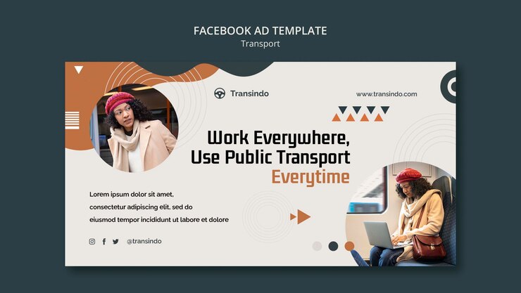 PSD Gratis templat promo media sosial abstrak untuk transportasi umum