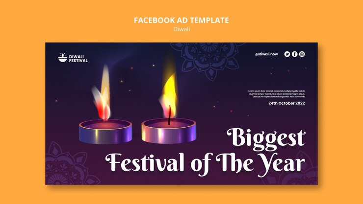 PSD Gratis templat promo media sosial perayaan festival diwali