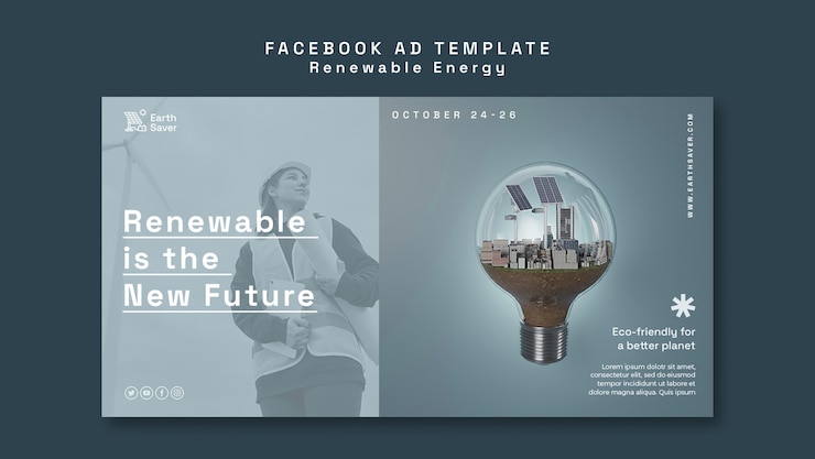 PSD Gratis templat promo media sosial untuk energi terbarukan