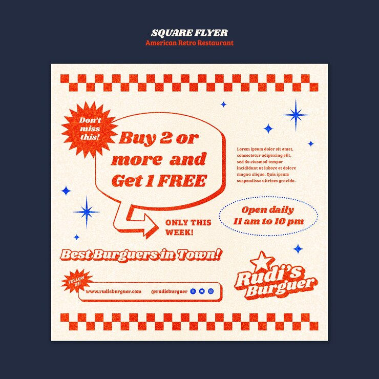 PSD Gratis templat restoran retro amerika