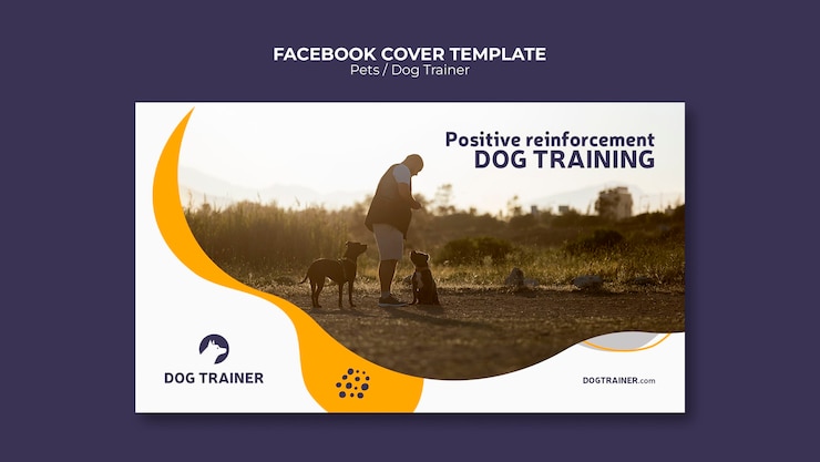 PSD Gratis templat sampul facebook pelatih anjing bentuk dinamis
