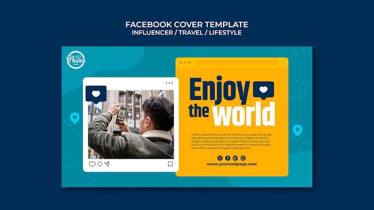 PSD Gratis templat sampul media sosial influencer media perjalanan