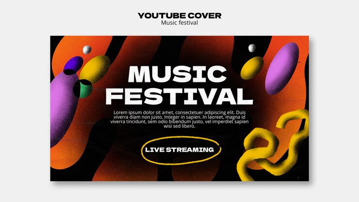 PSD Gratis templat sampul youtube acara musik