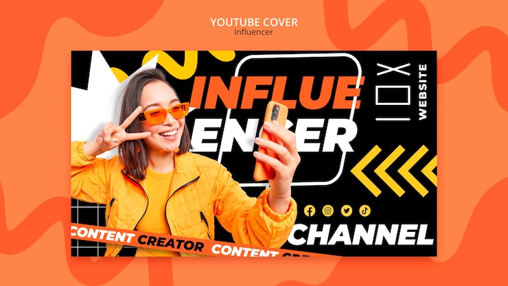 PSD Gratis templat sampul youtube gaya hidup influencer
