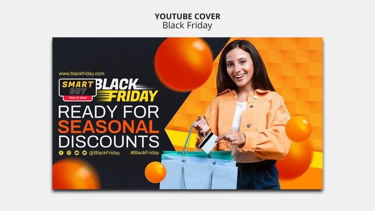 PSD Gratis templat sampul youtube penjualan black friday