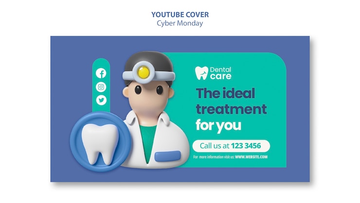 PSD Gratis templat sampul youtube perawatan gigi