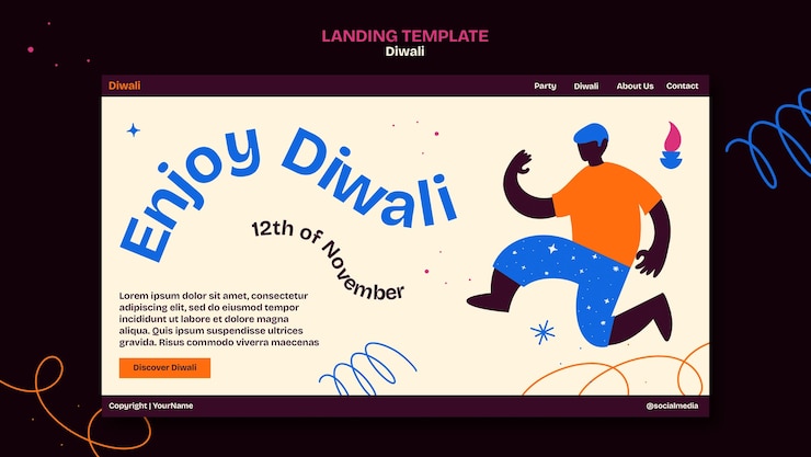 PSD Gratis templat sampul youtube perayaan diwali