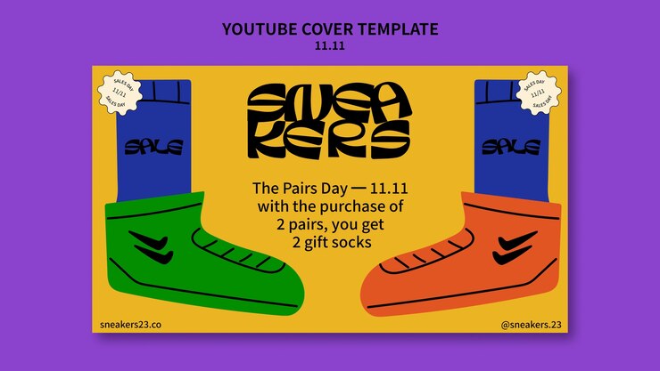 PSD Gratis templat sampul youtube perayaan hari belanja