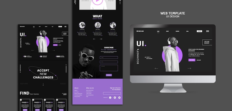 PSD Gratis templat situs web desain antarmuka pengguna