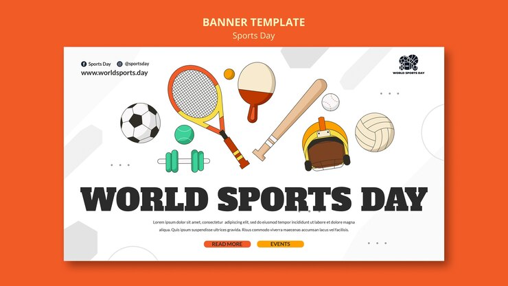 PSD Gratis templat spanduk horizontal olahraga dengan elemen