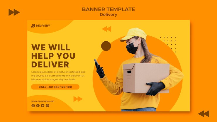 PSD Gratis templat spanduk horizontal pengiriman