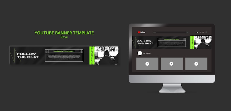PSD Gratis templat spanduk youtube rave musik