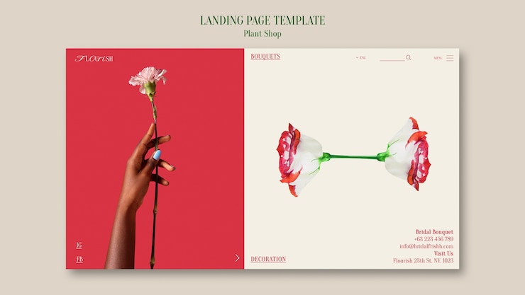 PSD Gratis templat toko tanaman desain datar
