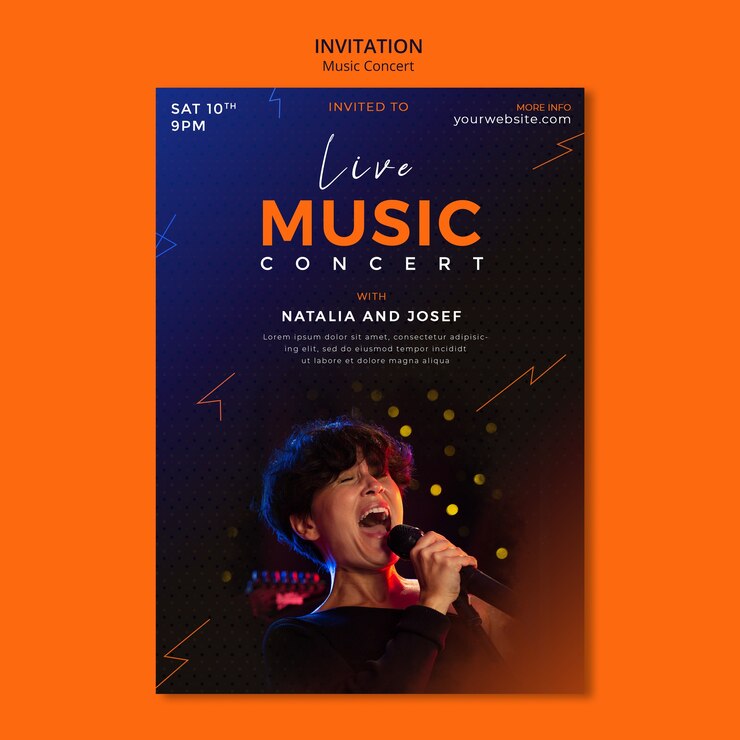 PSD Gratis templat undangan konser musik