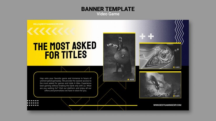 PSD Gratis templat video game desain datar