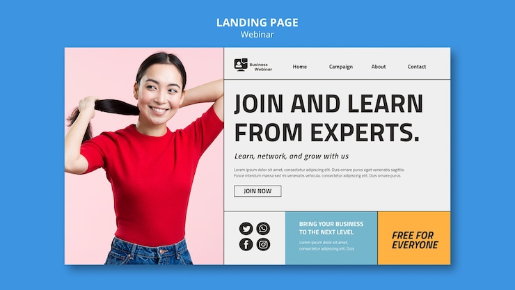 PSD Gratis templat webinar desain datar