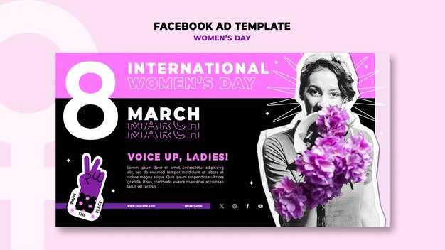 PSD gratuito templata de facebook para la celebración del día de la mujer