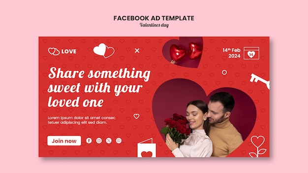 PSD gratuito templata de facebook para la celebración del día de san valentín