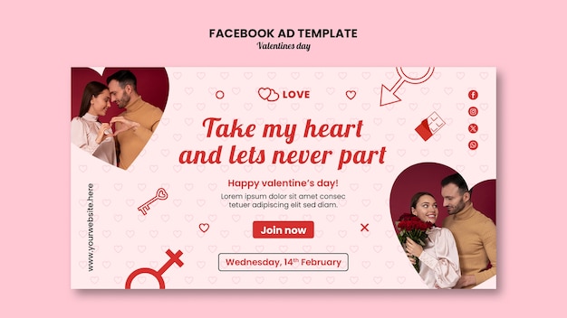 Templata de facebook para la celebración del día de san valentín