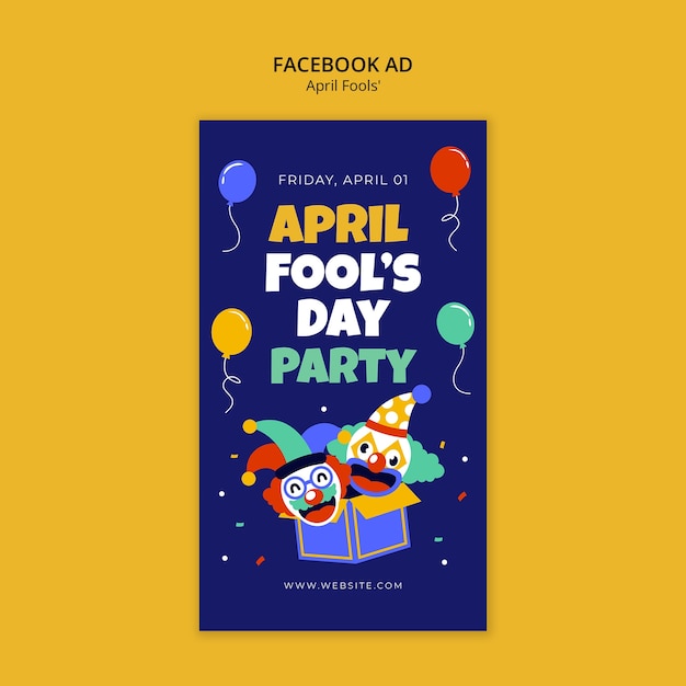 PSD gratuito templata de facebook para la celebración del día de los tontos de abril