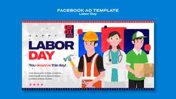 PSD gratuito templata de facebook para la celebración del día del trabajo