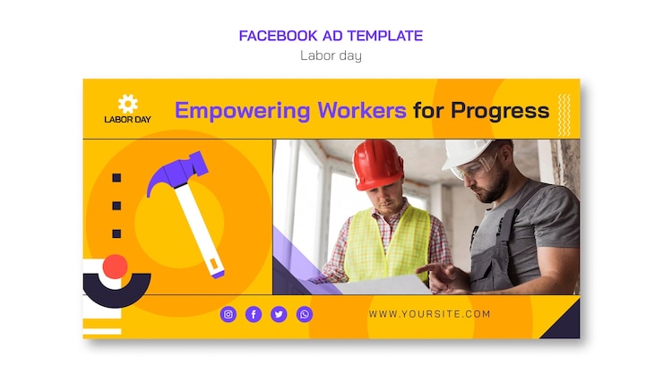PSD gratuito templata de facebook para la celebración del día del trabajo