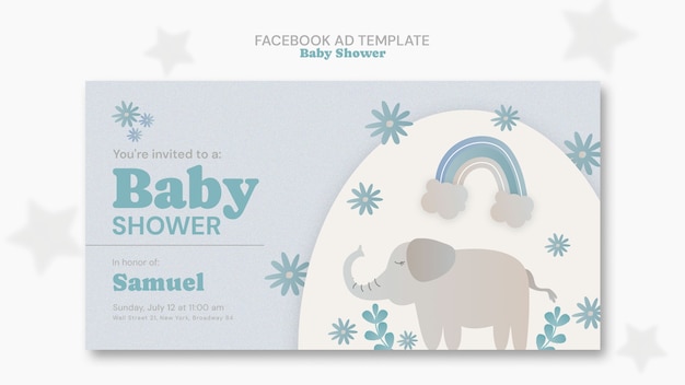 Templata de Facebook para la celebración de la ducha de bebé