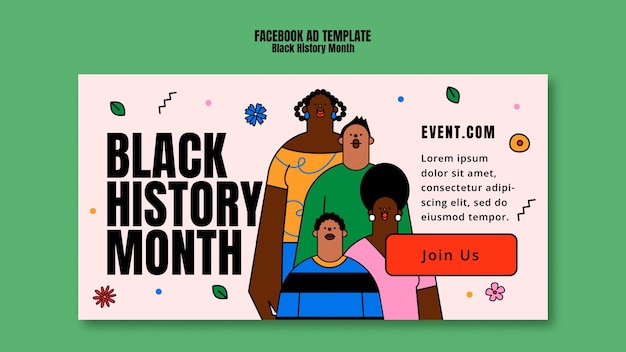 PSD gratuito templata de facebook para la celebración del mes de la historia negra