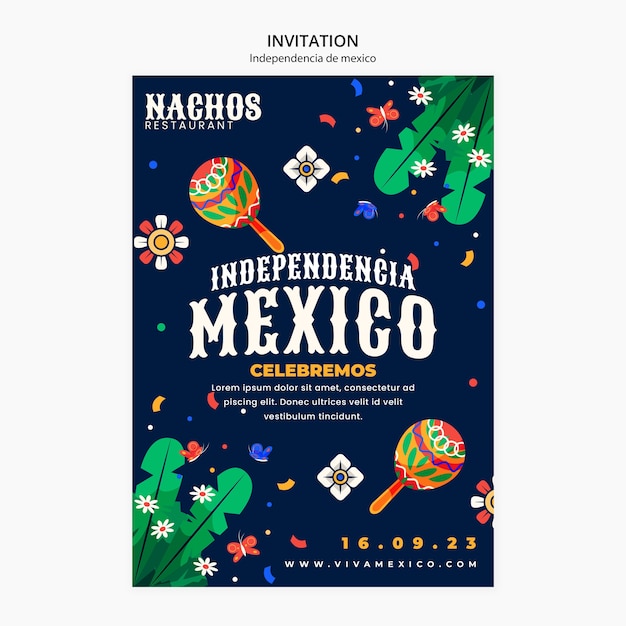 PSD gratuito templata de invitación de la independencia de méxico