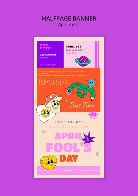 Templata de media página para la celebración del primer de abril