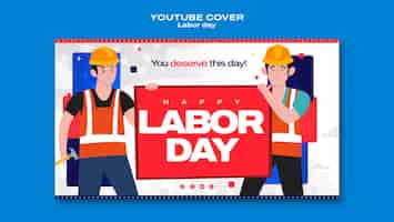 PSD gratuito templata de portada de youtube para la celebración del día del trabajo