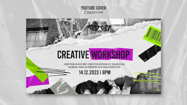 Templata de portada de YouTube para la creatividad