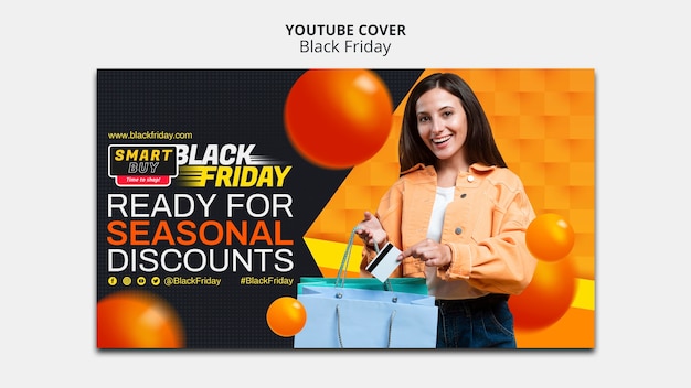 PSD gratuito templata de portada de youtube para las ventas del viernes negro
