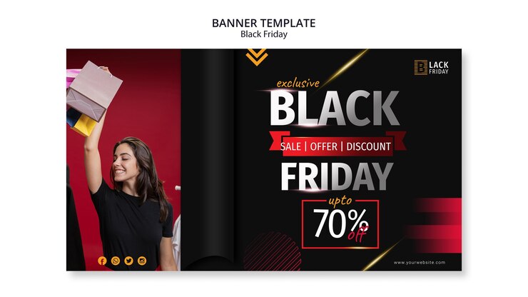 PSD Gratis template banner konsep black friday