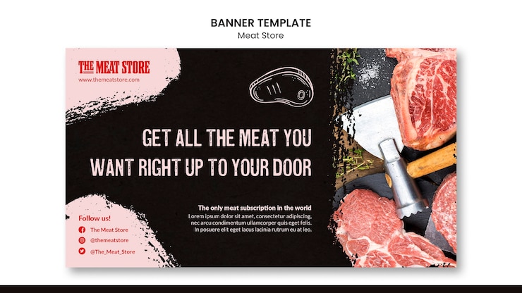 PSD Gratis template banner konsep toko daging