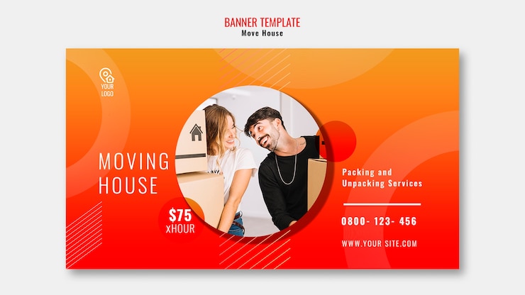 PSD Gratis template banner pindahan rumah